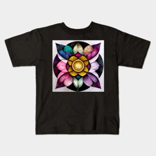 mandala, purple, pink, black, blue, green, yellow, gold, silver, white, rose, Kids T-Shirt